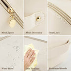 Premium Cream Travel Makeup Toiletry Organizer Pouch With Zipper Handle (1 Pc) - 9XShoppy