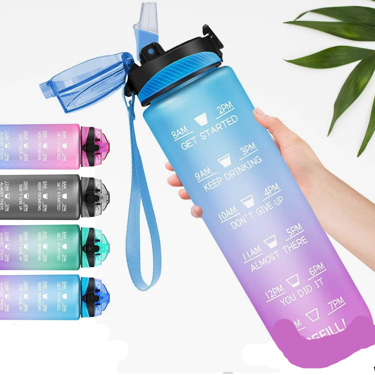0325 Motivational Water Bottle With Straw Time Marker Bpa-free Tritan Portable Gym Water Bottle Leakproof Reusable Special Design For Your Sports Activity Hiking Camping - 9XShoppy