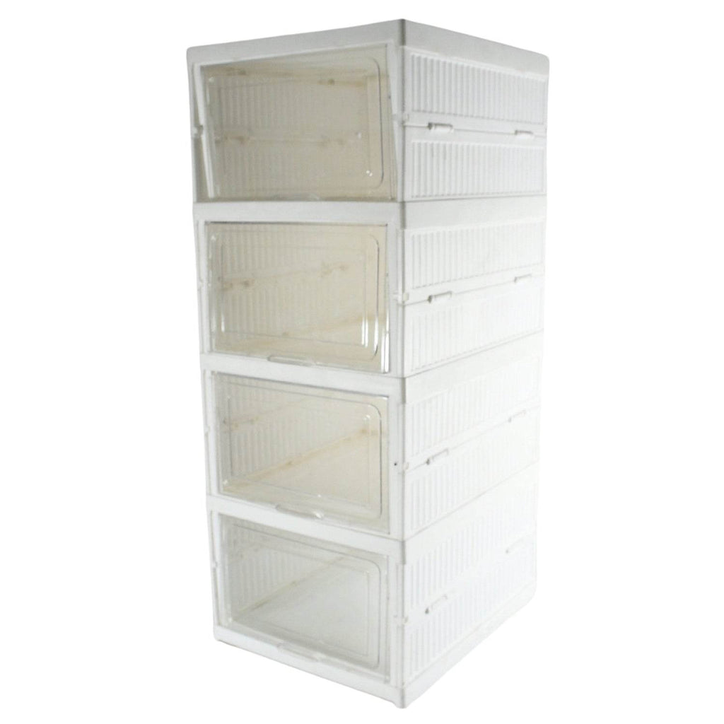 Stackable Multifunctional Storage For Clothes Foldable Drawer Shelf Basket Utility Cart Rack Storage Organizer Cart For Kitchen Pantry Closet Bedroom Bathroom Laundry (4 Layer 1 Pc) - 9XShoppy