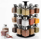 5504 All New Square 24 Bottle Design 360 Degree Revolving Spice Rack Container Condiment Pieces Set Square Small Container - 9XShoppy