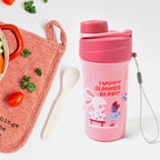 Plastic Lunch Box Leak Proof 2 Compartment With Bottle And Fork (1 Set Mix Color) - 9XShoppy