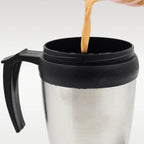 Stainless Steel Vacuum Glass Insulated Glass Coffee Cups (With Lid Handle 1 Pc) - 9XShoppy