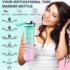 0325 Motivational Water Bottle With Straw Time Marker Bpa-free Tritan Portable Gym Water Bottle Leakproof Reusable Special Design For Your Sports Activity Hiking Camping - 9XShoppy