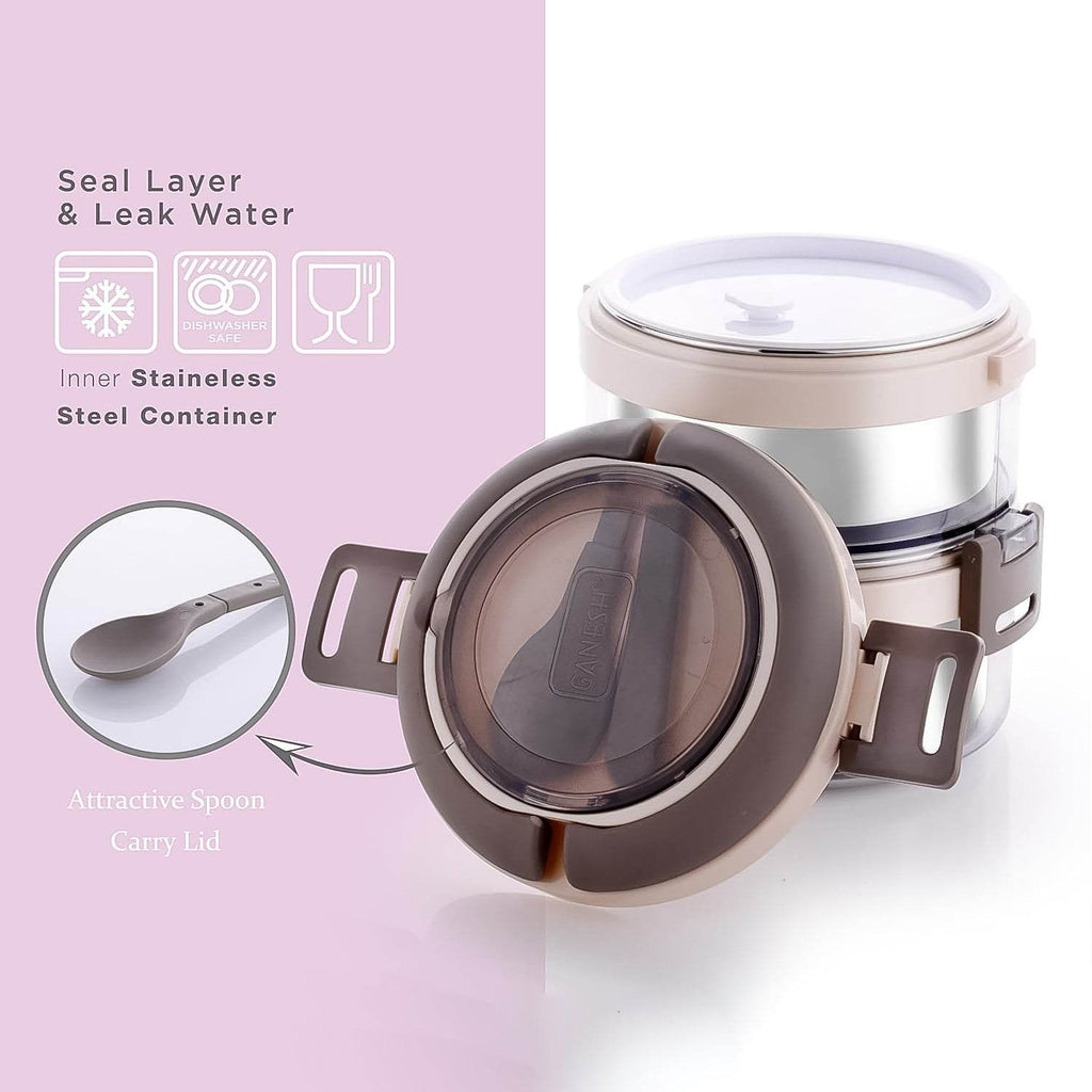Ganesh Steko-2 Double Layer Stainless Steel Insulated Lunch Box Set - 9XShoppy