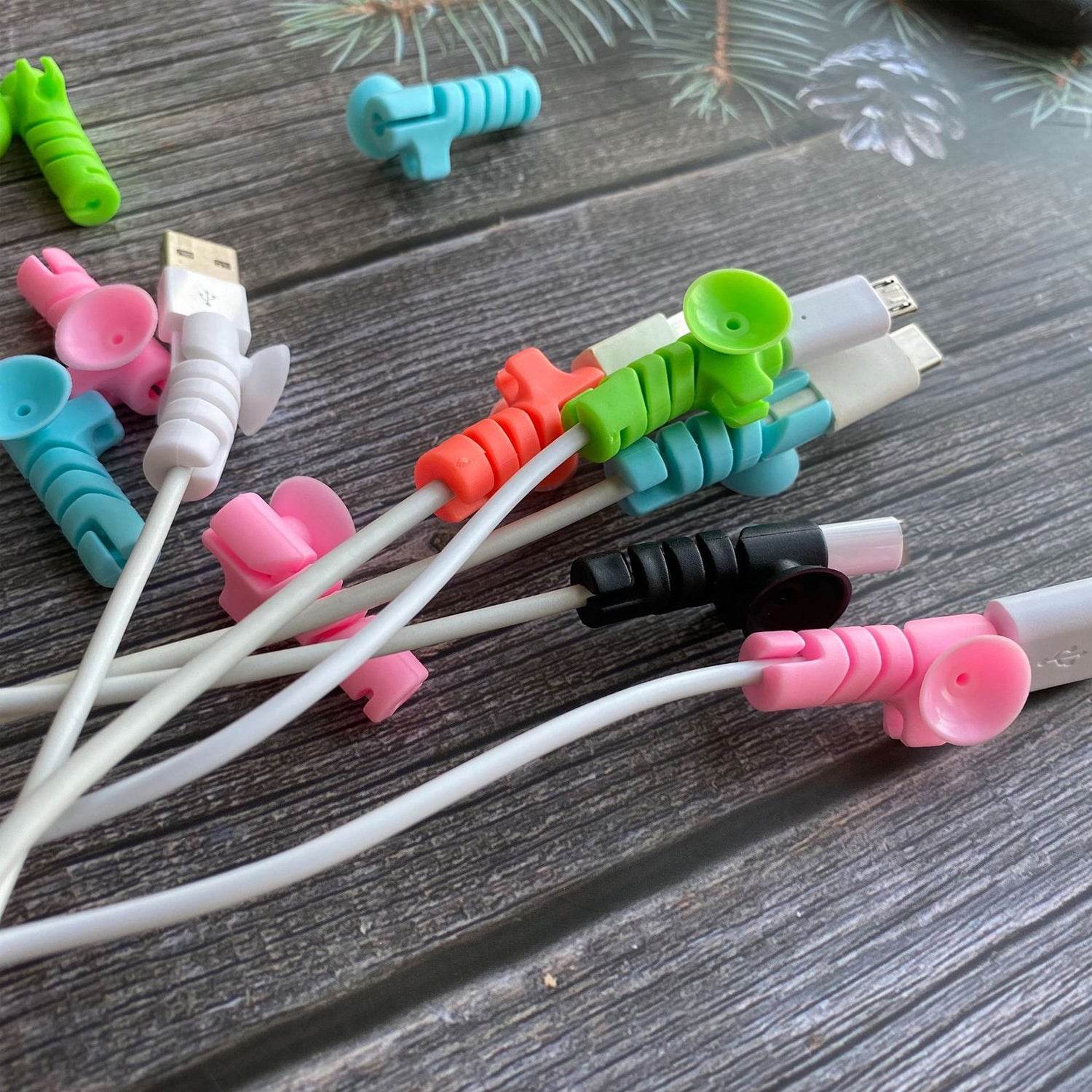 Cable Cord Protector Saver With Suction End (Suction Winder 4 Pcs Set) - 9XShoppy