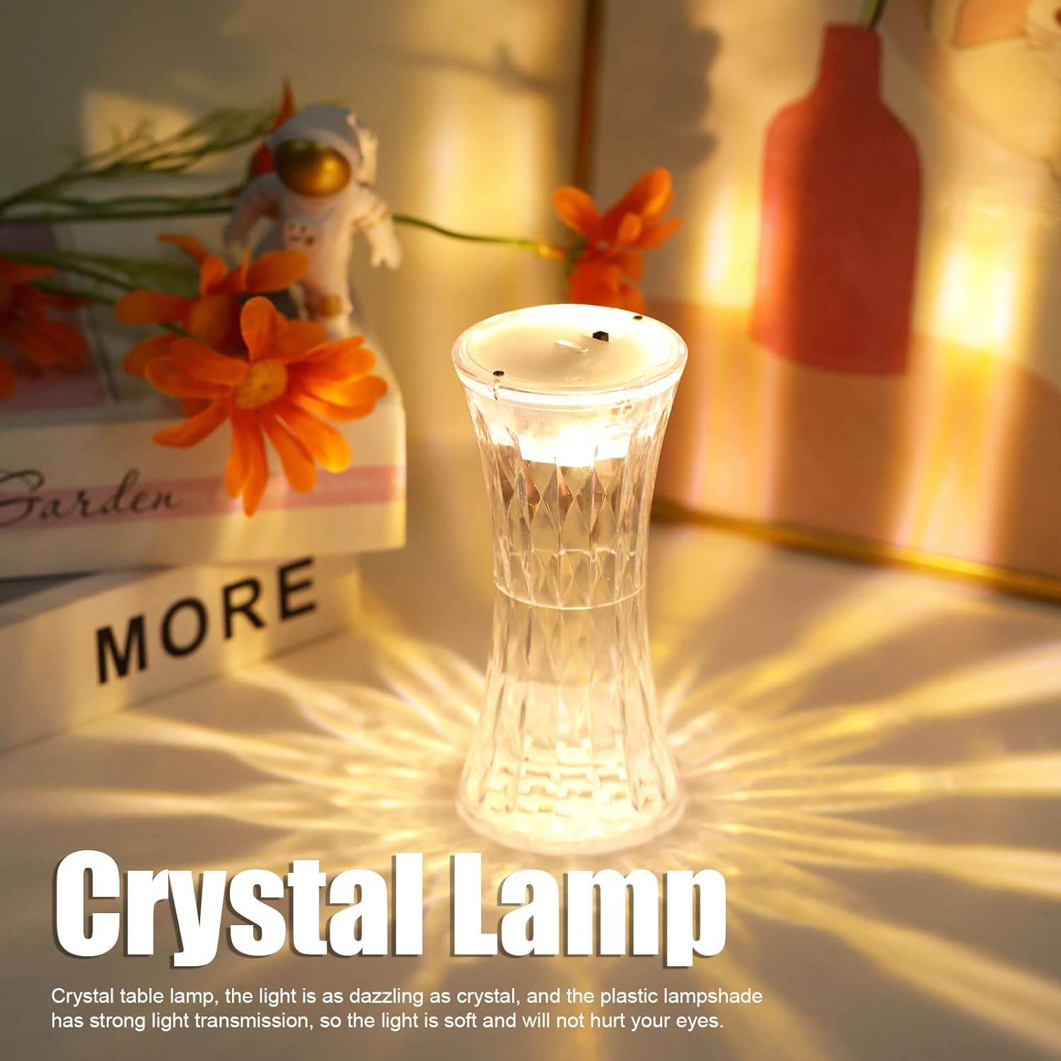 Crystal Lamp Universal Night Light Soft Lighting Eye Protection For Nursery Study Bedroom Transparent Crystal Table Soft Lighting Multipurpose For Hotel For Office For Childrens Room (12pc Moq) - 9XShoppy