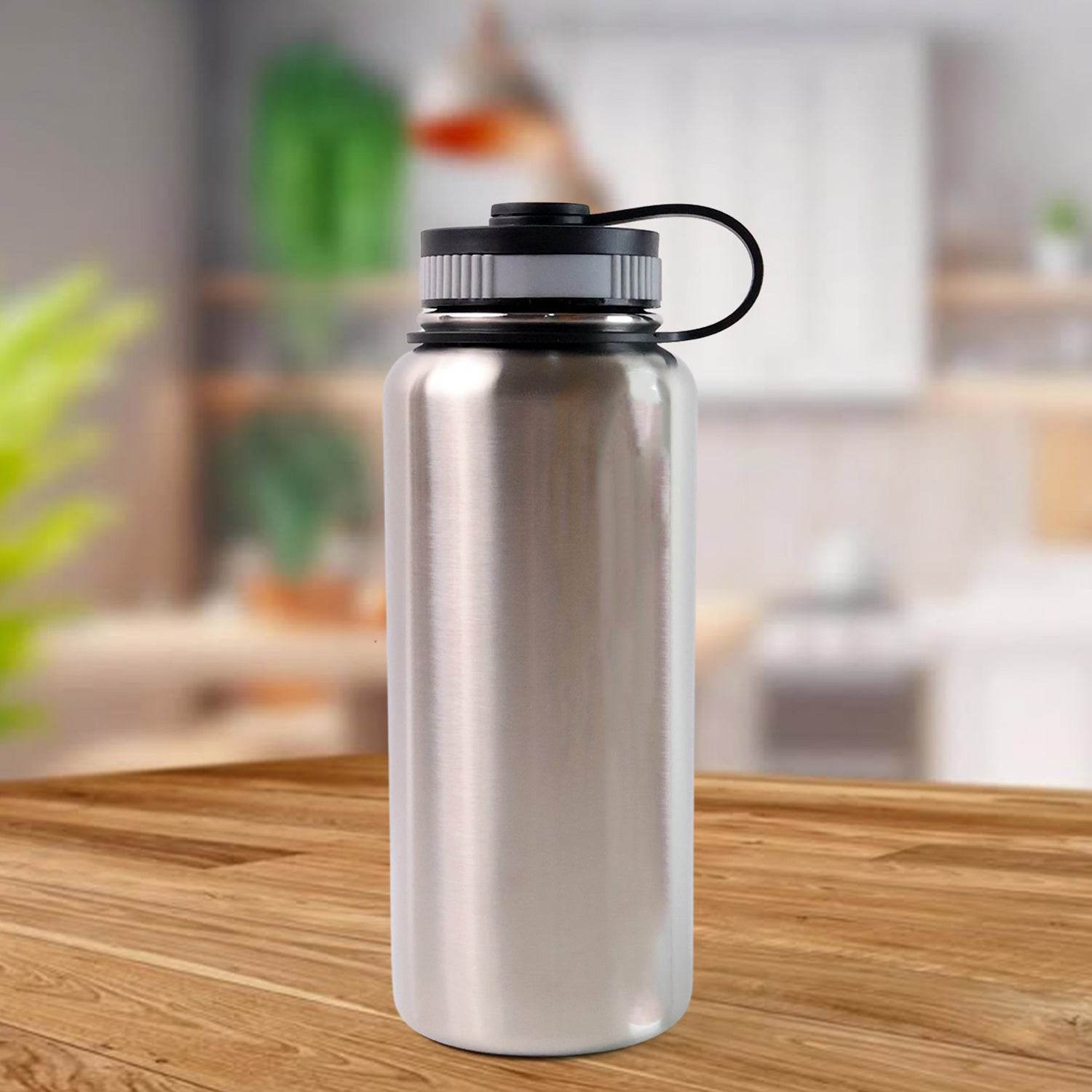 Silver Stainless Steel Double Wall Vacuum-insulated Drink Water Bottle (1000 Ml) - 9XShoppy