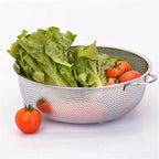 5754 Stainless Steel Colander With Handle Large Metal Mesh Basket Strainer For Pasta Spaghetti Berry Veggies Fruits Kitchen Food Colander Dishwasher Safe (1 Pc 25.5 Cm) - 9XShoppy