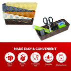8787 Plastic Multipurpose Desk Organizer Tray Office Drawer Dividers Storage Bins For Kitchen Bathroom Office Makeup Bedroom Dresser Craft Basket Rack Multicolour (6 Pcs Set) - 9XShoppy
