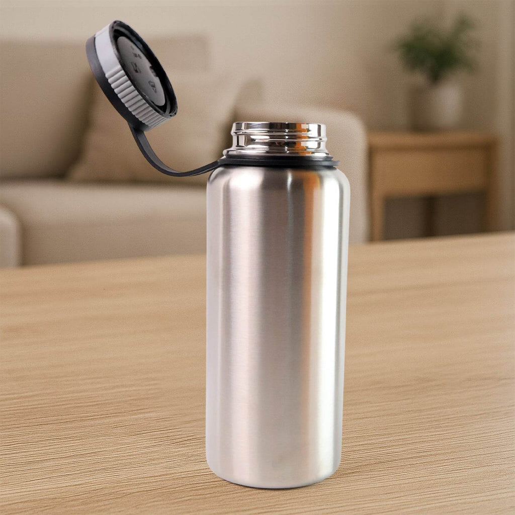 Silver Stainless Steel Double Wall Vacuum-insulated Drink Water Bottle (1000 Ml) - 9XShoppy