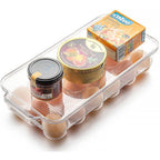 Plastic 18 Cavity Egg Storage Box Or Egg Trays For Refrigerator With Lid Handles High Quality Rectangular Egg Tray Box For 18 Egg (1 Pc) - 9XShoppy