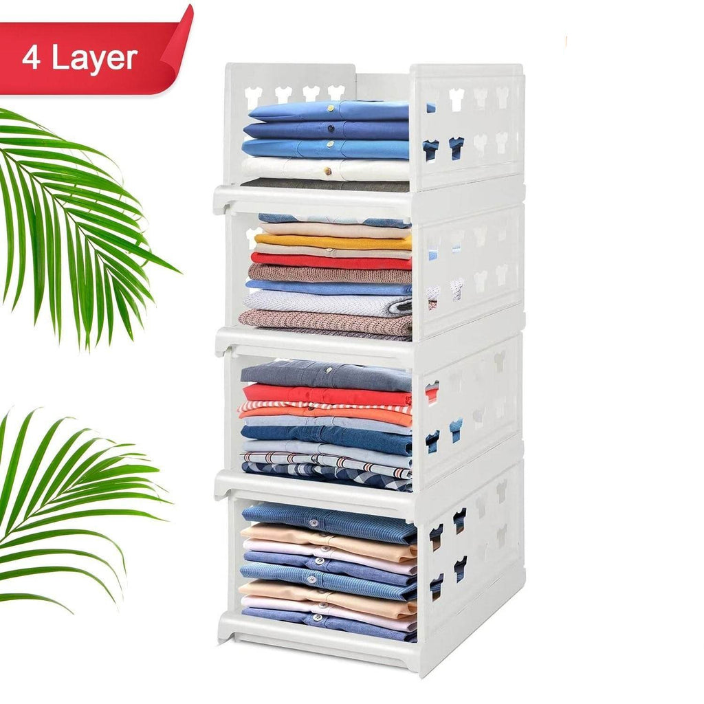 7887 4 Layer Stackable Multifunctional Storagefor Clothes Foldable Drawer Shelf Basket Utility Cart Rack Storage Organizer Cart For Kitchen Pantry Closet Bedroom Bathroom Laundry (4 Layer 1 Pc) - 9XShoppy
