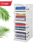 7887 4 Layer Stackable Multifunctional Storagefor Clothes Foldable Drawer Shelf Basket Utility Cart Rack Storage Organizer Cart For Kitchen Pantry Closet Bedroom Bathroom Laundry (4 Layer 1 Pc) - 9XShoppy
