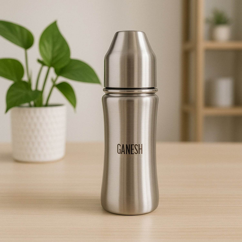 8173 Ganesh Stainless Steel Baby Feeding Bottle Milk Bottle For New Born Infants Toddler Up To 3 Years Bfa Free (250 Ml Approx) - 9XShoppy