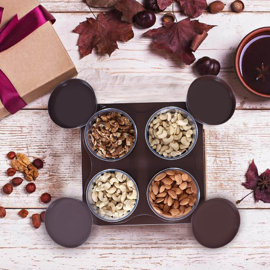 5550 Airtight Plastic 4 Pc Storage Container Set With Tray Dry Fruit Plastic Storage Container Tray Set With Lid Serving Tray For Kitchen - 9XShoppy