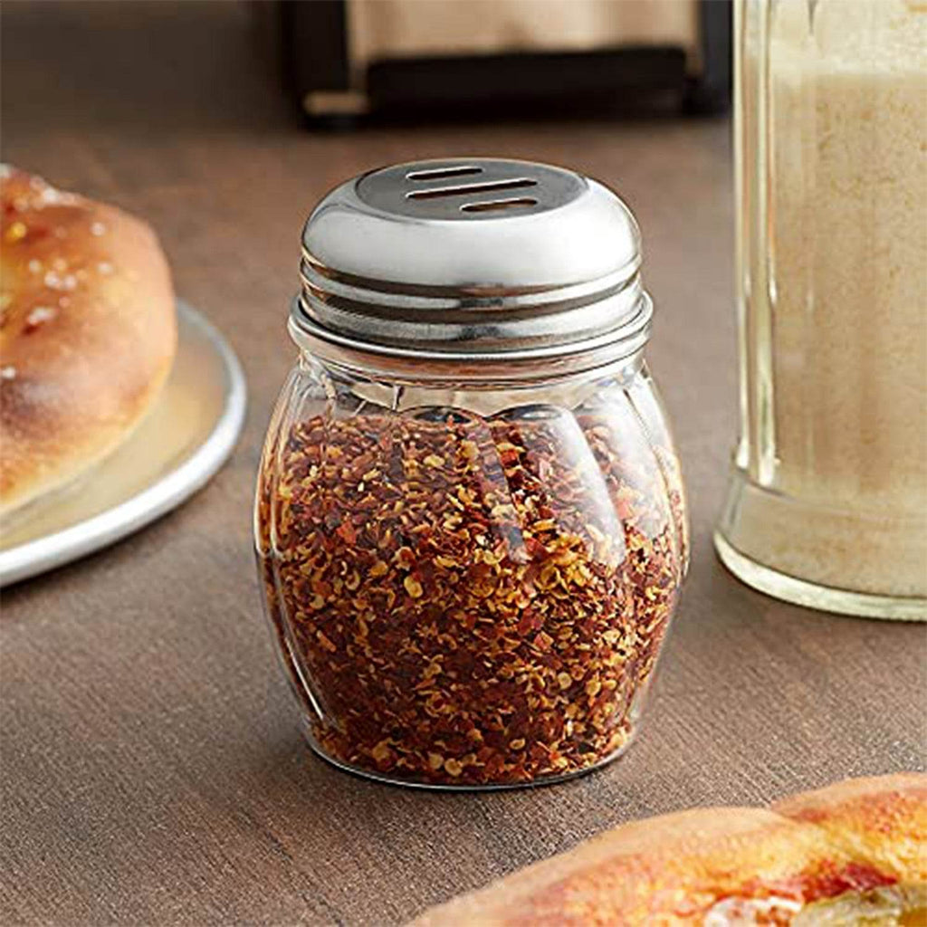 Apex Oregano Chilli Flakes Dispenser Set 2 Pcs Glass Spice Shaker With Stainless Steel Lid - 9XShoppy