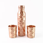 Copper Water Bottle 2 Glasses With Gift Box (3 Pcs Set) - 9XShoppy
