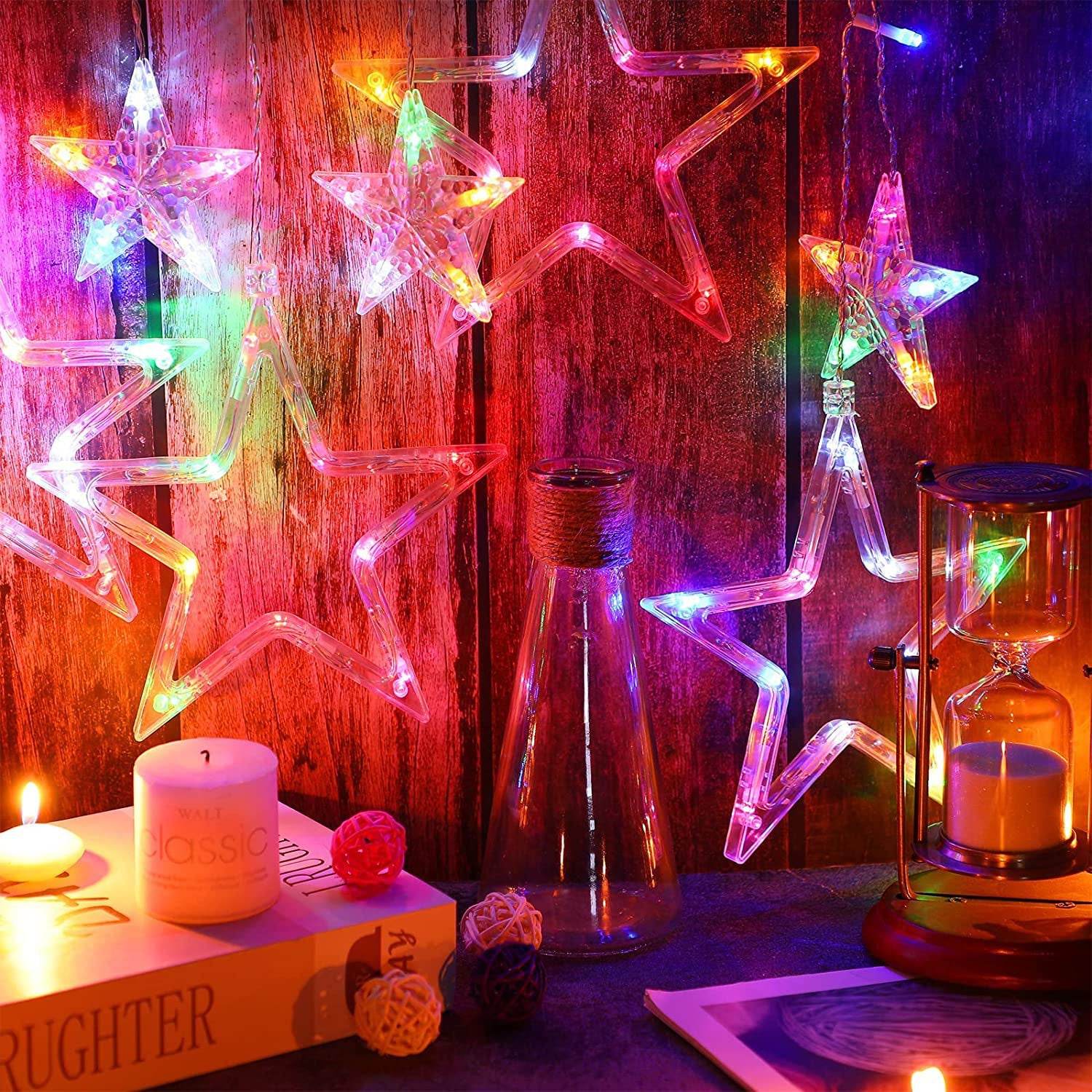 Stars Led Curtain String Lights With 8 Flashing Modes - 9XShoppy