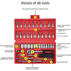 46 pcs Multi-Function Ratchet Wrench Tool Kit – Automotive &amp; Home DIY - 9XShoppy