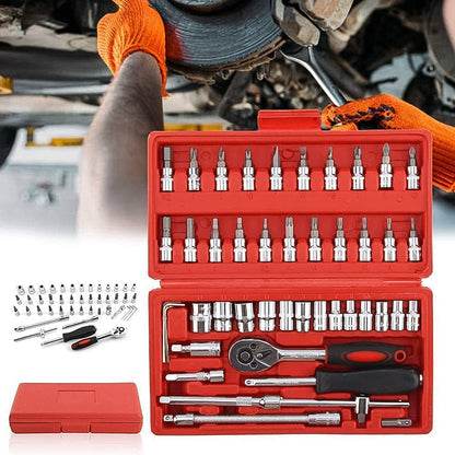 46 pcs Multi-Function Ratchet Wrench Tool Kit – Automotive &amp; Home DIY - 9XShoppy