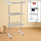 3-tier Foldable Stainless Steel Cloth Drying Stand With Wheels - 9XShoppy