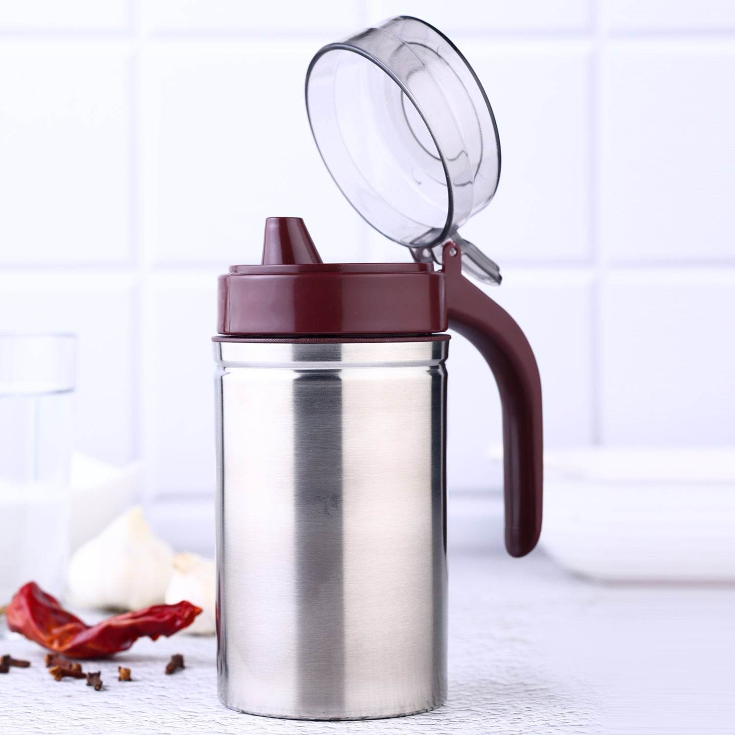 8126 Oil Dispenser Stainless Steel With Small Nozzle 500ml Oil Container. - 9XShoppy