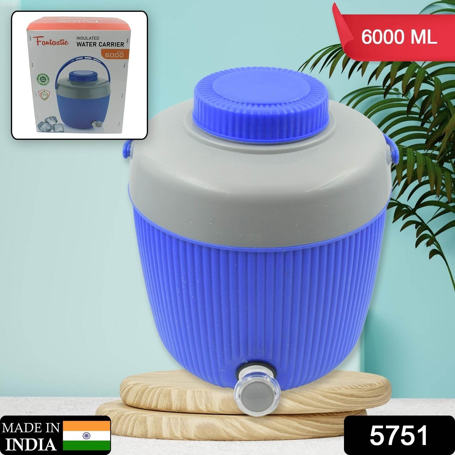 5751 Insulated Water Jug Insulated Plastic Water Jug With A Sturdy Handle Water Jug Camper With Tap Plastic Insulated Water Water Storage Cool Water Storage For Home Travelling (6000 Ml ) - 9XShoppy