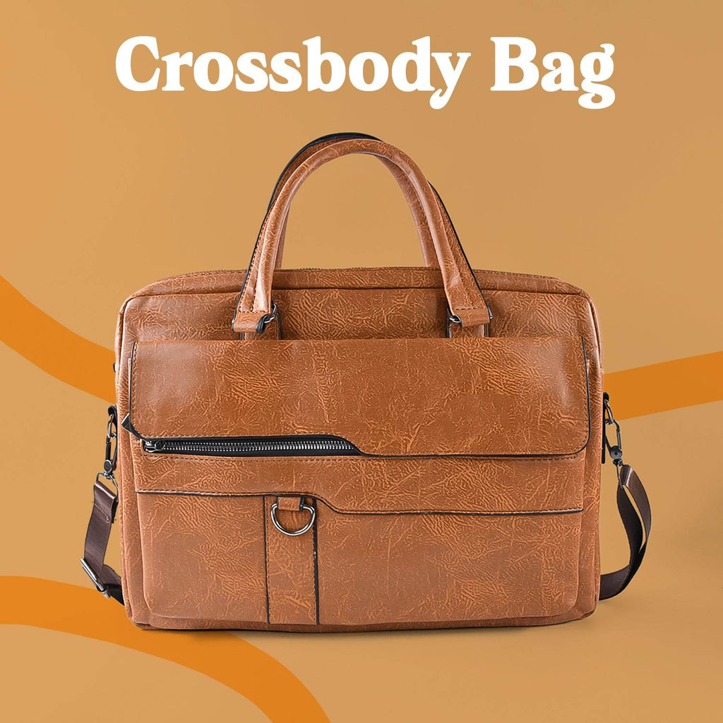 Premium Faux Leather Multipurpose Messenger Briefcase With Shoulder Strap (1 Pc) - 9XShoppy