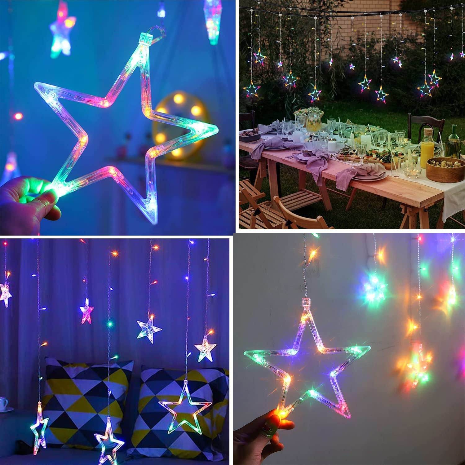 Stars Led Curtain String Lights With 8 Flashing Modes - 9XShoppy