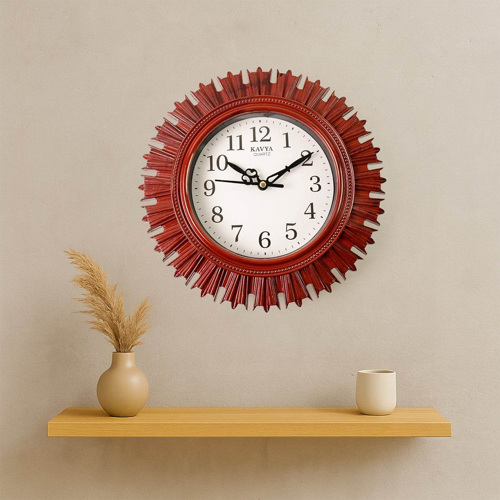 4918 Wooden Look Designer Wall Clock Plastic Decorative Latest Wall Clock Battery Operated Round Easy To Read For Roomhomekitchenbedroomofficeschool - 9XShoppy