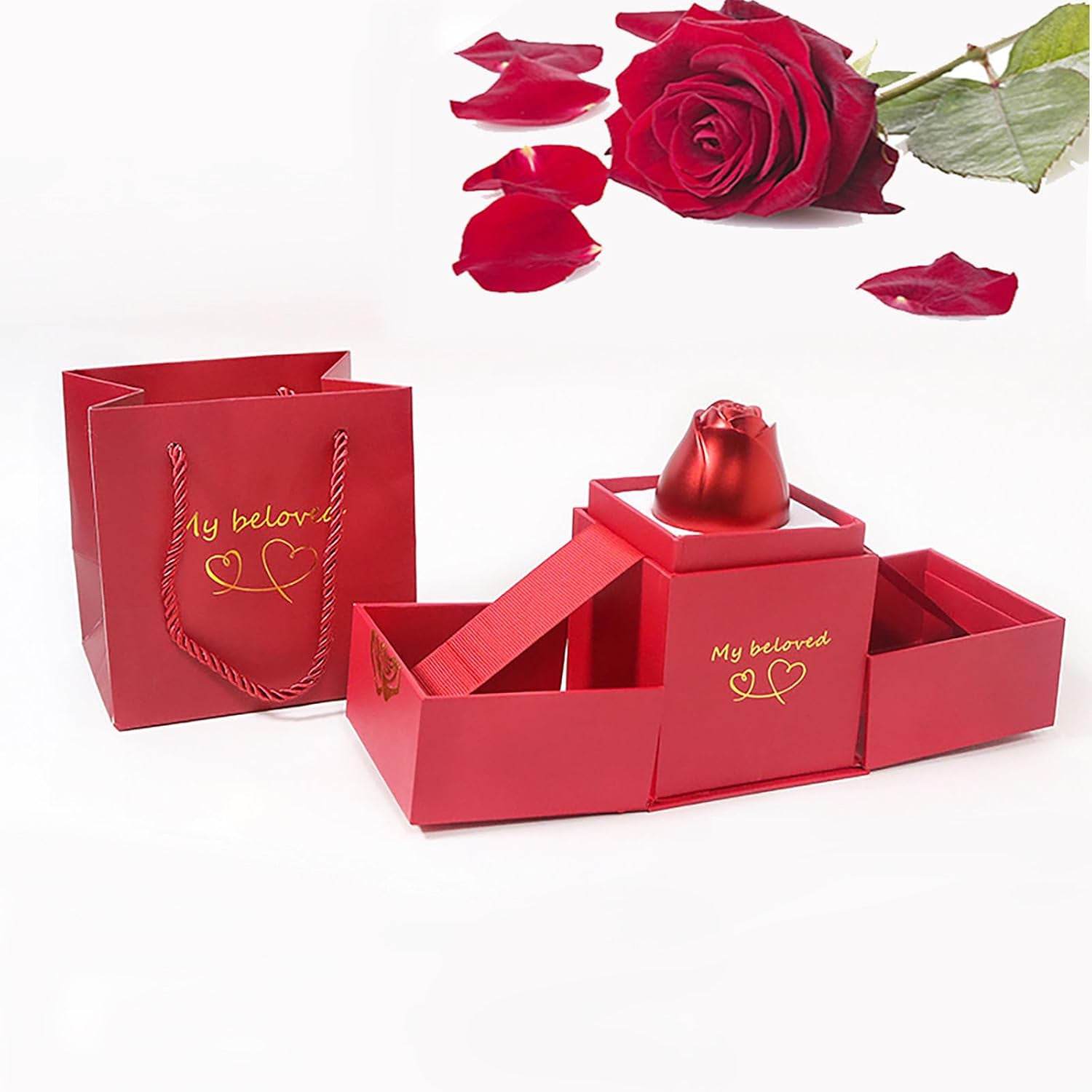 Christmas Gifts For Women Rose Ring Box Jewellery Box Eternal Rose Necklaces Box Wedding Valentines Day - 9XShoppy