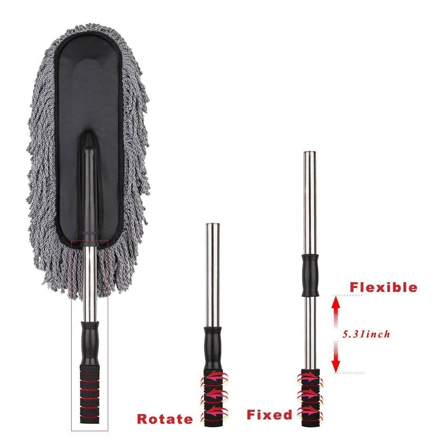 Car Duster with Long Retractable Handle – Microfiber Wash Brush for Vehicle & Home - 9XShoppy