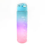 Plastic Colorful Motivational Water Bottle With Straw (900 Ml) - 9XShoppy