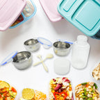 5773 6in1 Tiffin Box-lunch Box 3 Stainless Steel Containers Plastic Lid Box Spoon Fork Plastic Bottle Insulated Fabric Bag Leak Proof Microwave Safe For Office College And School For Men Women (6 Pcs) - 9XShoppy