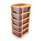 5 tier Plastic Modular Drawer System For Multiple Use (Brown Color) - 9XShoppy