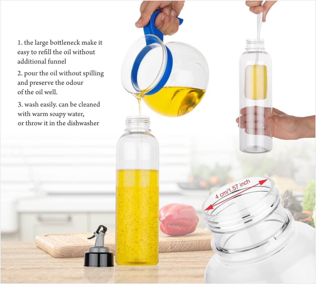 Oil Dispenser with Lid - Clear Drip Free - 9XShoppy
