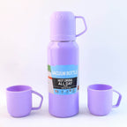 Purple Vacuum Flask Set Stainless Steel Thermos With 3 Cups Approx 500ml - 9XShoppy