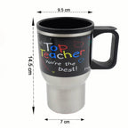 Stainless Steel Vacuum Glass Insulated Glass Coffee Cups Double Walled Travel Mug Car Coffee Mug (With Lid Handle) - 9XShoppy