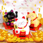 Solar Powered Happy Cat Beautiful With Arm Waves Wealth Cat (1 Pc Mix Color) - 9XShoppy