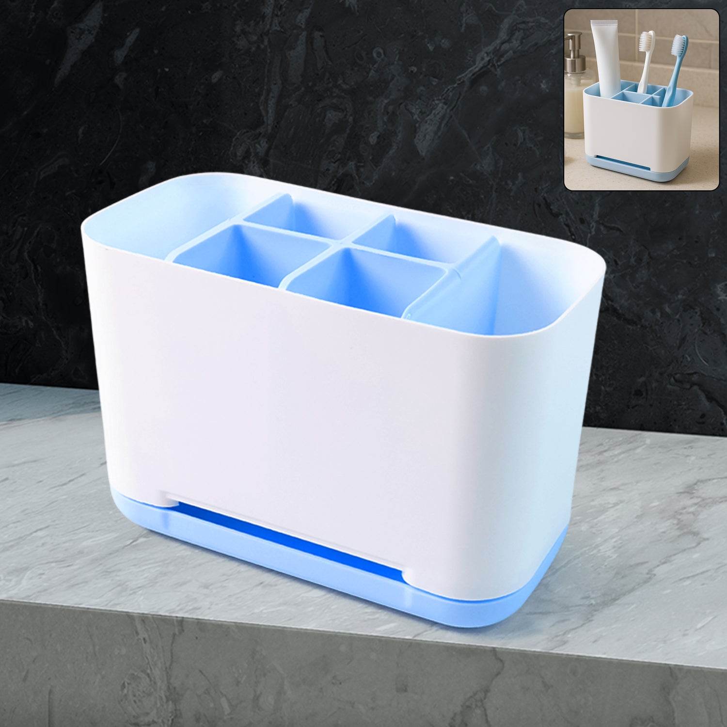 6 Compartment Multi Purpose Organizer Toothbrush Holder Stand Plastic Caddy (1 Pc) - 9XShoppy