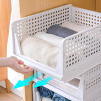 7732 3 Layer Clothes Organizer For Wardrobe Cupboard Organizer For Clothes Foldable And Stackable Closet Organizer Drawer Organizer For Clothes Multi Purpose Plastic Drawer - 9XShoppy