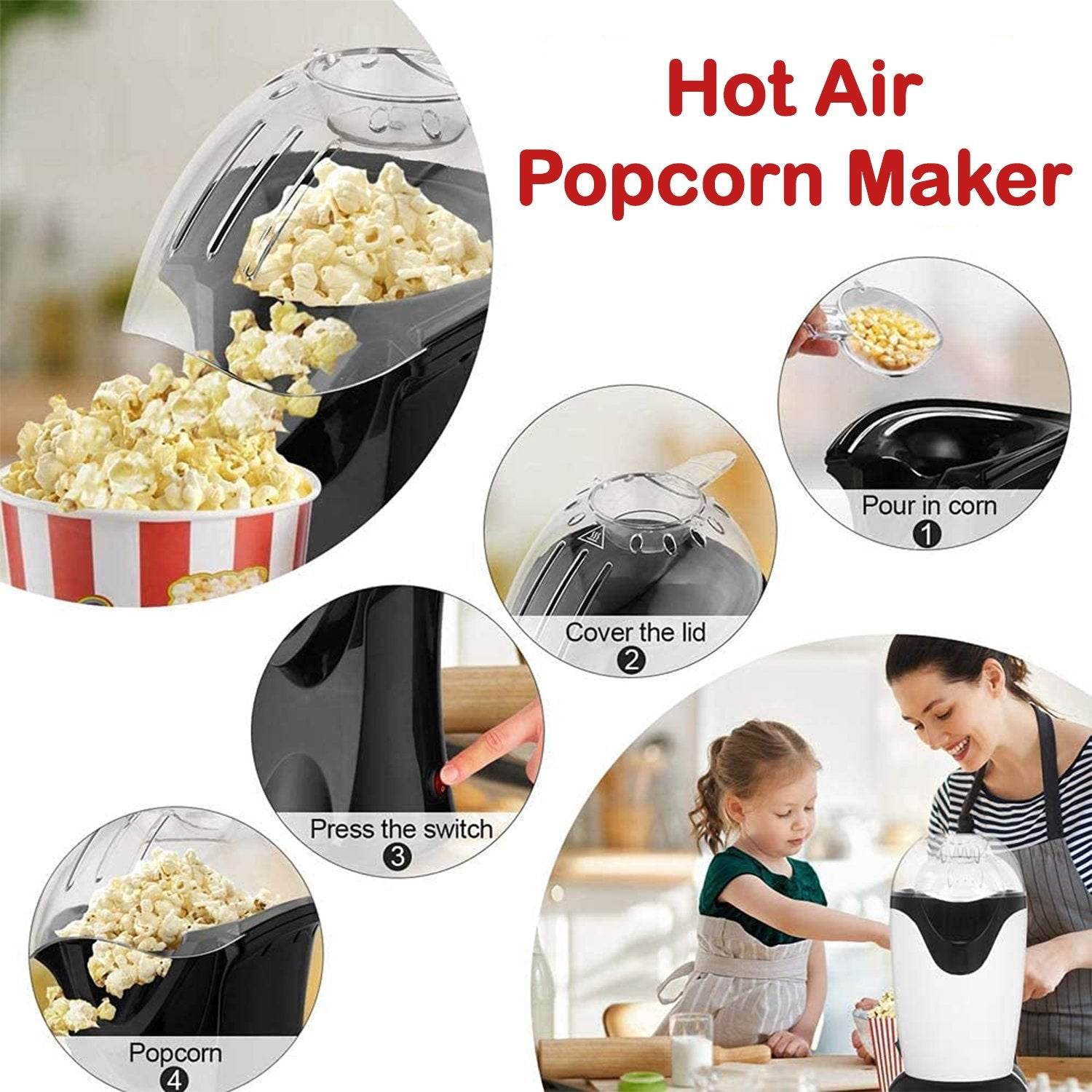 Popcorn Popper Electric Machine Snack Maker - 9XShoppy